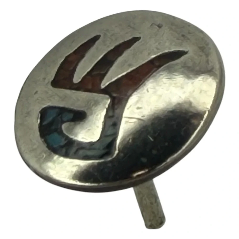 Vintage Tie Tack Sterling Silver Zuni Chip Inlay Turquoise Coral